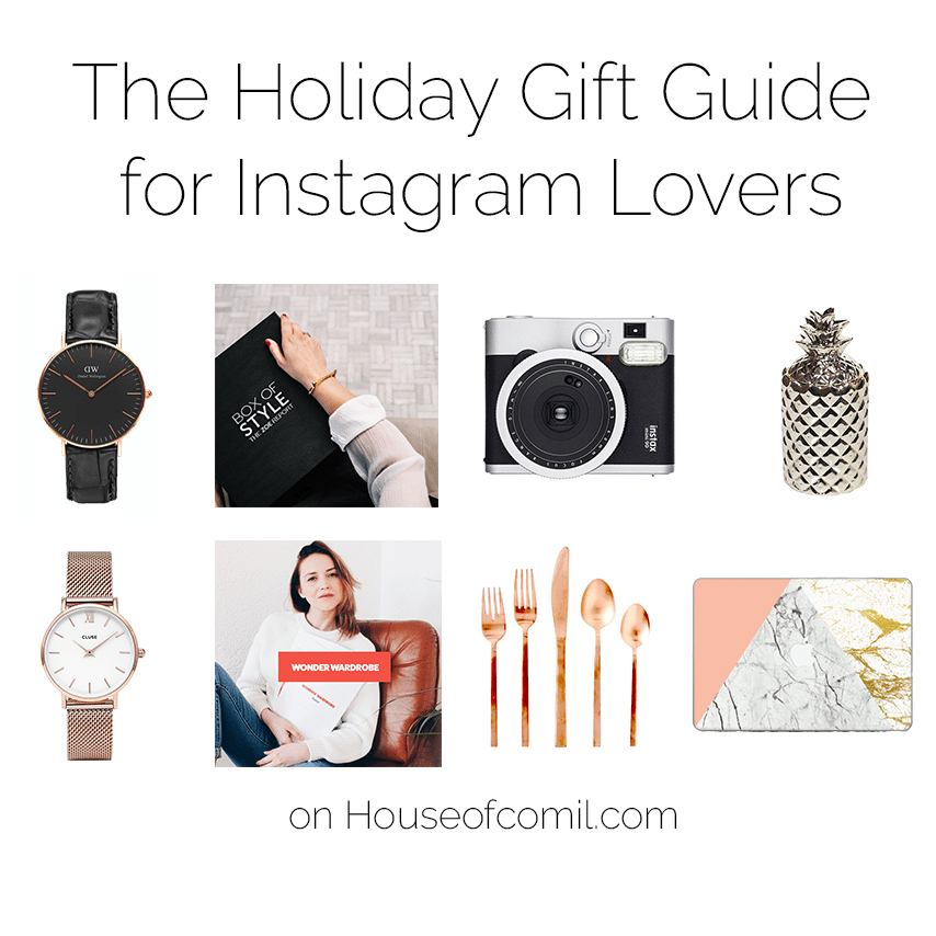 The Holiday Gift Guide for Instagram Lovers on Houseofcomil.com. From home decor, candles, watches, online courses, and neo-classic luxury accessories: all the items currently trendy on Instagram. Click to read more or pin to save for later.