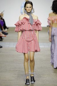 spring + style + 2017 + trend + House of holland + gingham + vichy + ruffles + dress + red + street style