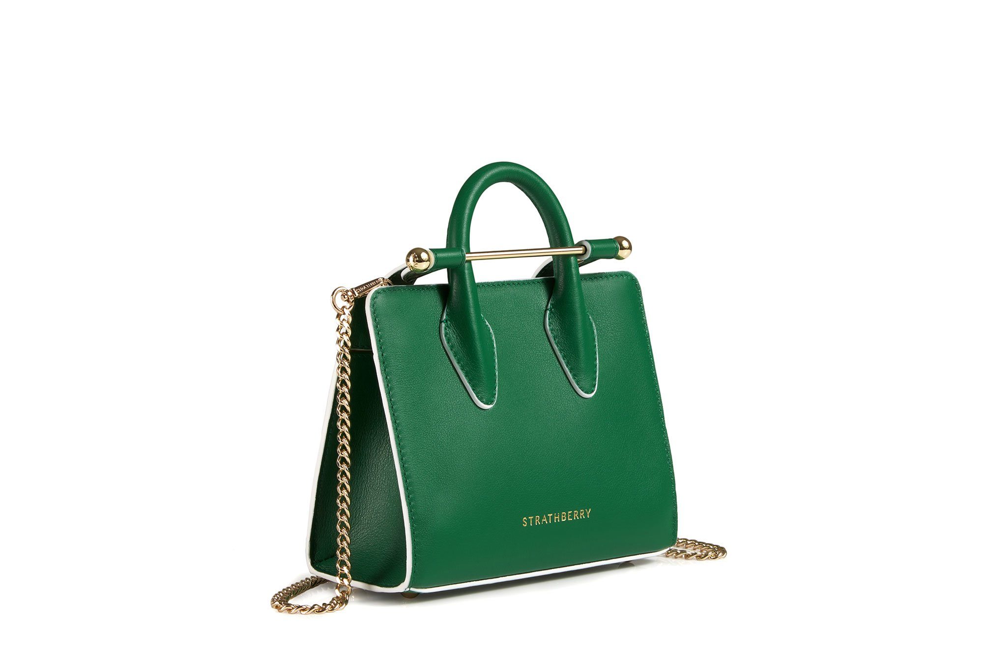 Strathberry Green Croc Embossed Leather Nano Midi Tote Strathberry