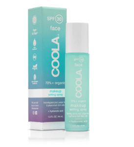 Discover the Best SPF setting spray: makeup setting spray with Kate Somerville, organic sunscreen spray with Coola, face setting mist with Supergoop - more on modersvp.com. On this picture: Coola Organic SPF 30 Makeup Setting Sunscreen Spray