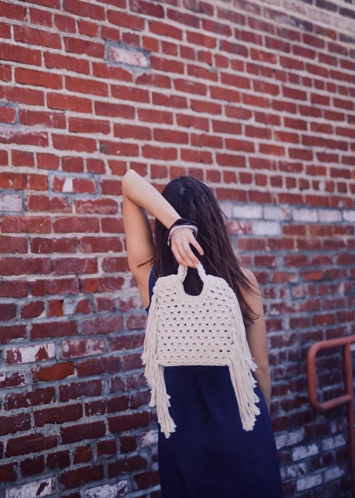 Beach bag - Summer Bag in Macrame by Whowhatwear collection available at Target - Styled by fashion blogger Julia Comil