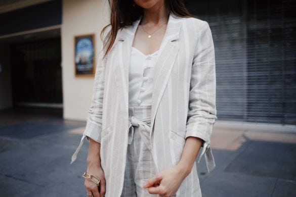 Linen clothing: How to style linen for Summer - The linen suits for work and the bardot dress from River Island. Summer style - Read this post for summer outfit ideas using linen fabric. More on modersvp.com by fashion blogger Julia Comil