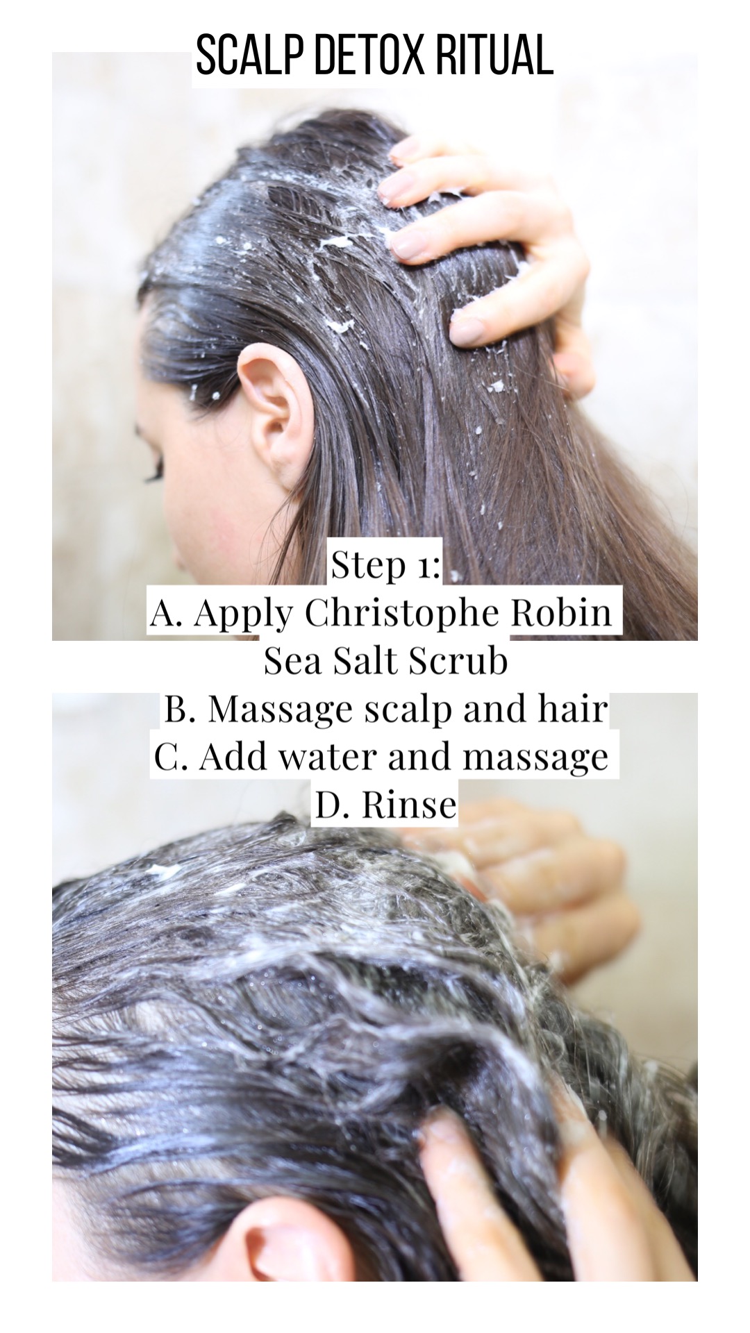 My Christophe Robin Scalp Detox Ritual with the purifying sea salt scrub and detangling gelee with sea minerals. Get all the details of my weekly hair ritual and 20% off and free shipping at ChristopheRobin.com with my discount code Julia20