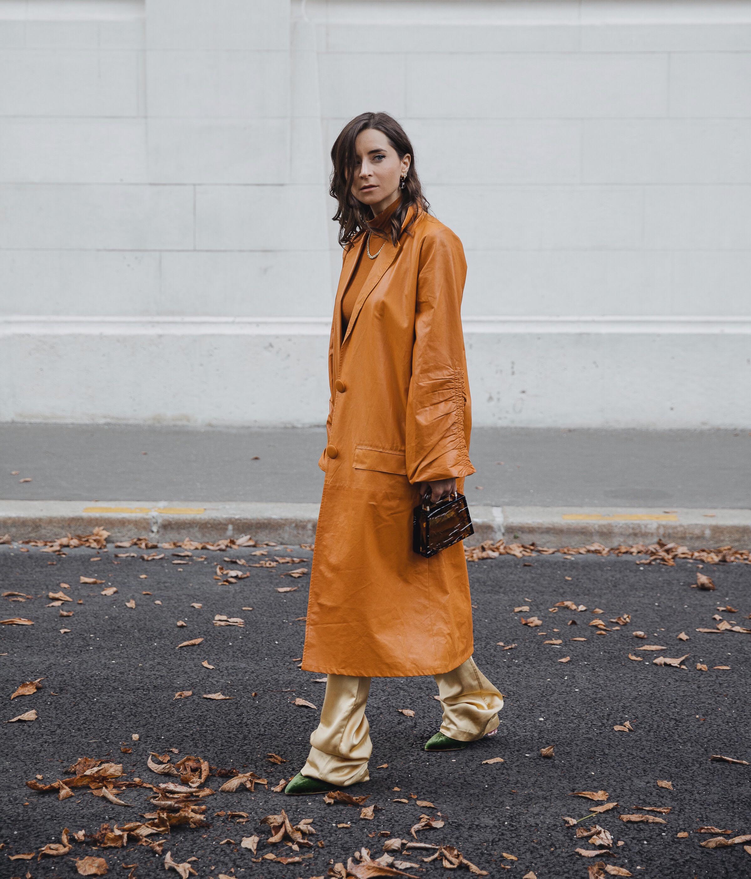 PFW SS20 Street Style Fall 2019 Paris Fashion Week Julia Comil wearing Madiyahalsharqi clothes, bag Lilianafshar