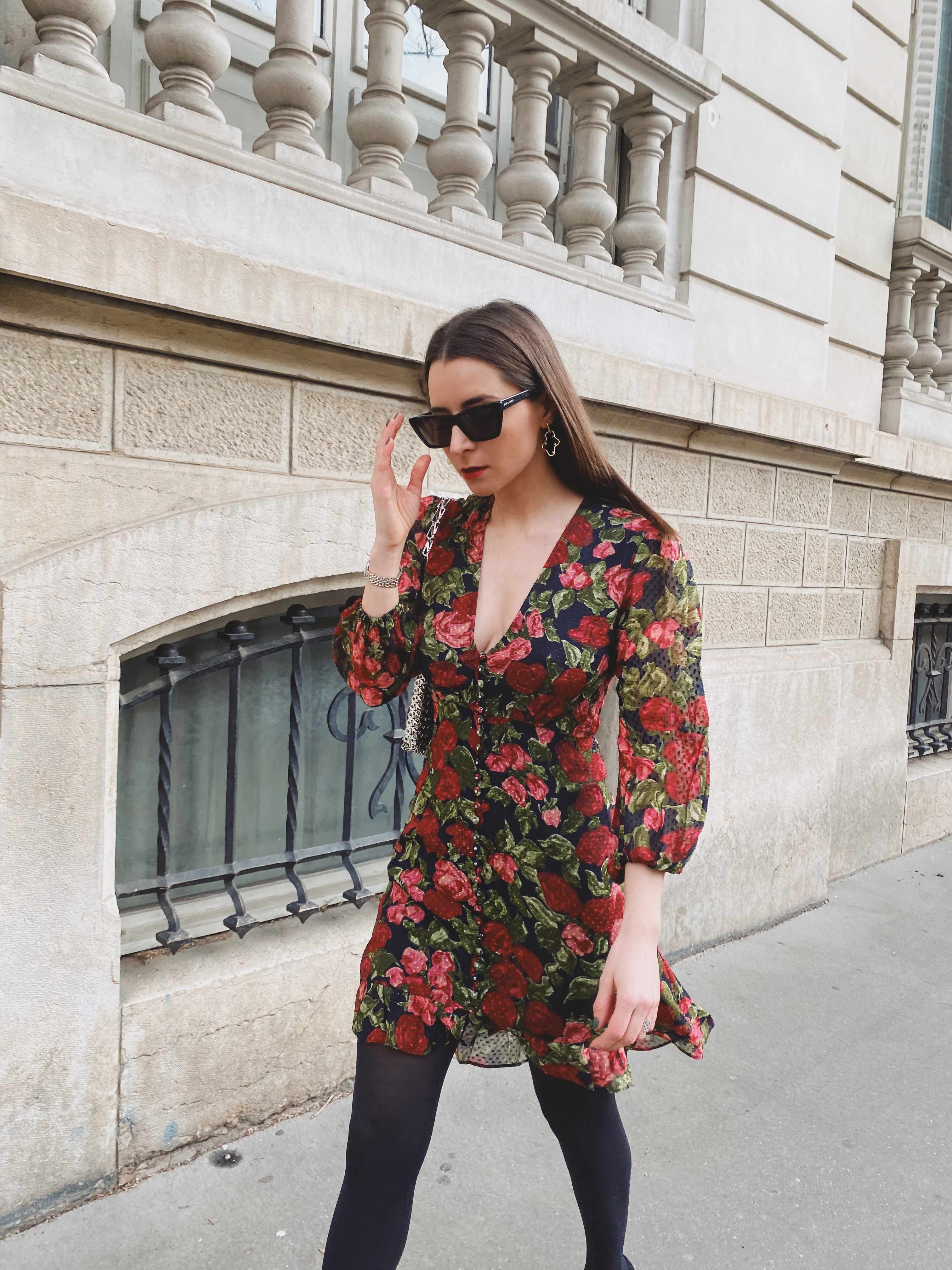 Valentine's day outfit ideas 2020 dress the kooples floral dress
