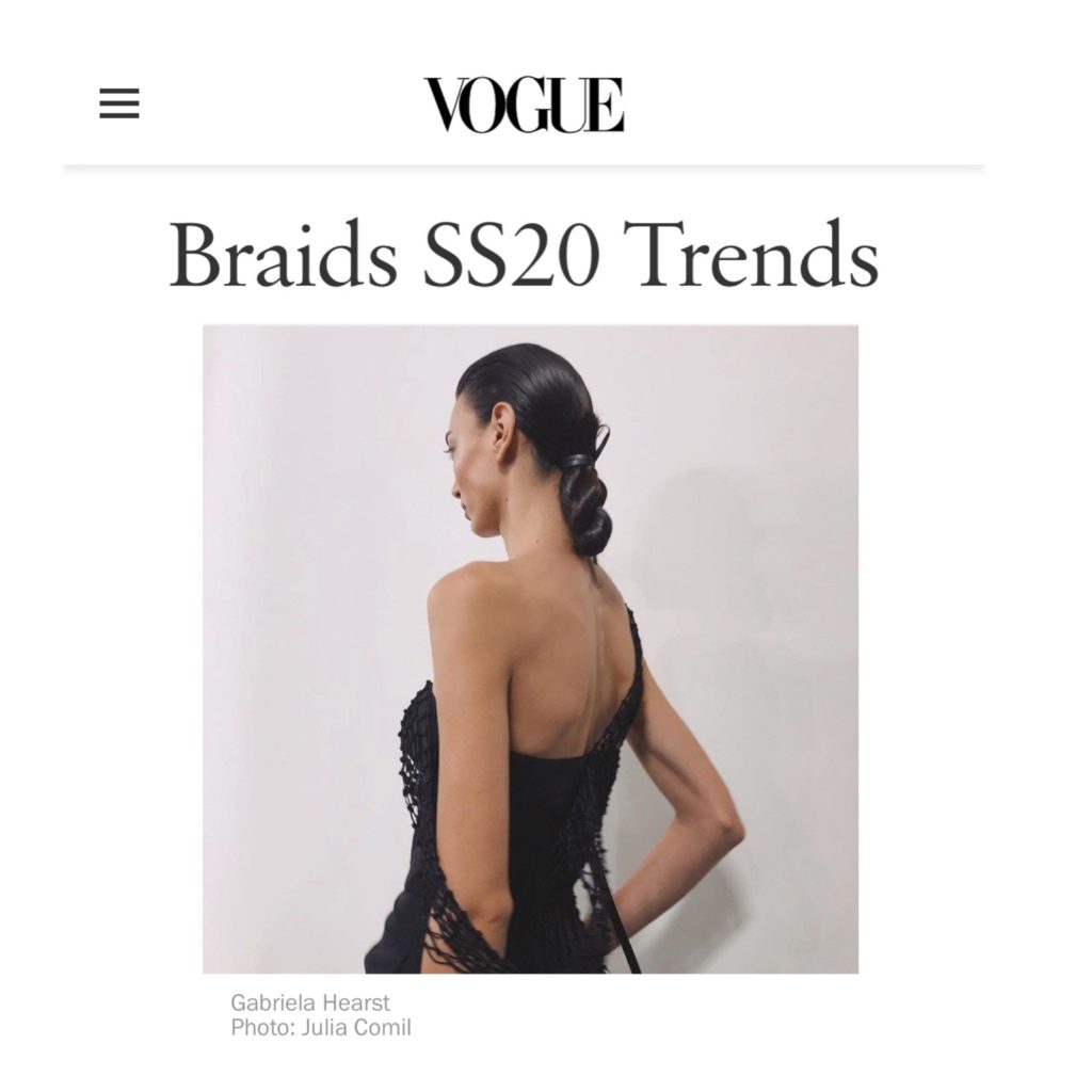 Vogue USA - Braids SS20 trends captured by Julia Comil during Gabriala Hearst show