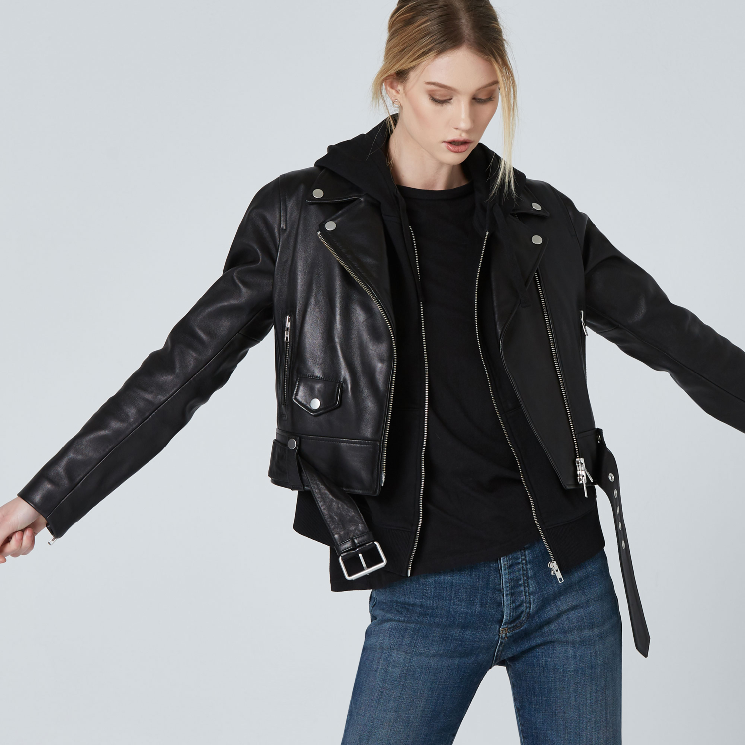 casual leather jacket womens