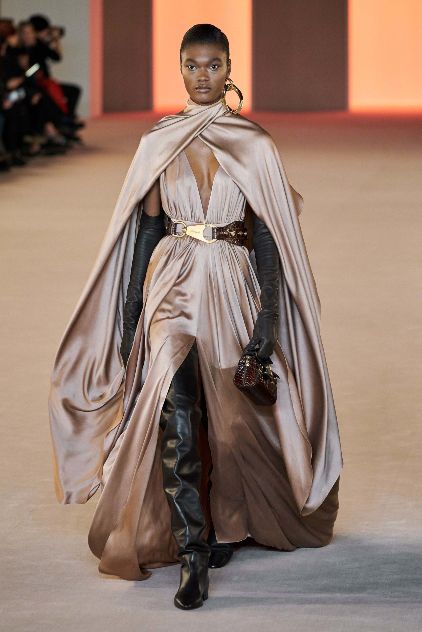 Balmain Fall Winter 2020 trends runway coverage Ready To Wear Vogue capes with gloves