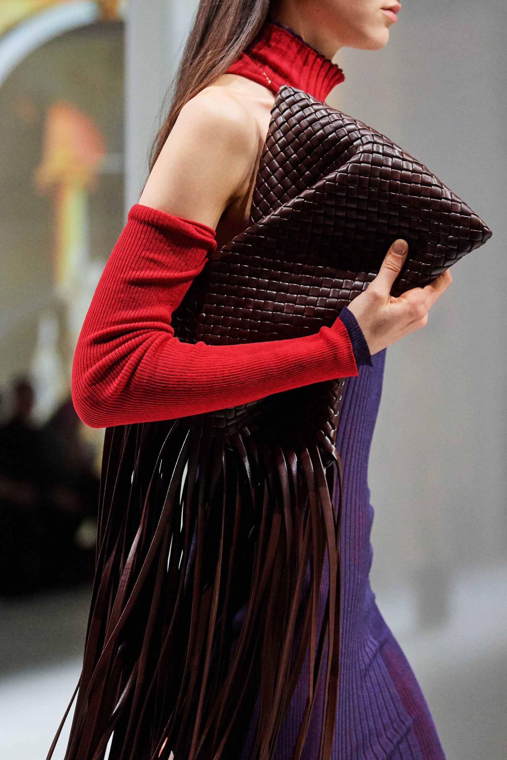 Bottega Veneta Fall 2020 trends runway report Ready To Wear Vogue details large clutch fringes
