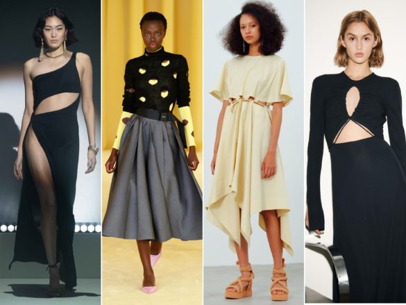 Spring Summer 2021 trends runway coverage Ready To Wear Vogue elevated dresses to wear at home: Cut out dress. Brandon Maxwell, Prada, Issey Miyake, Victoria Beckham Spring Summer 2021 trends runway coverage Ready To Wear Vogue elevated dresses to wear at home: Cut out dress. Brandon Maxwell, Prada, Issey Miyake, Victoria Beckham