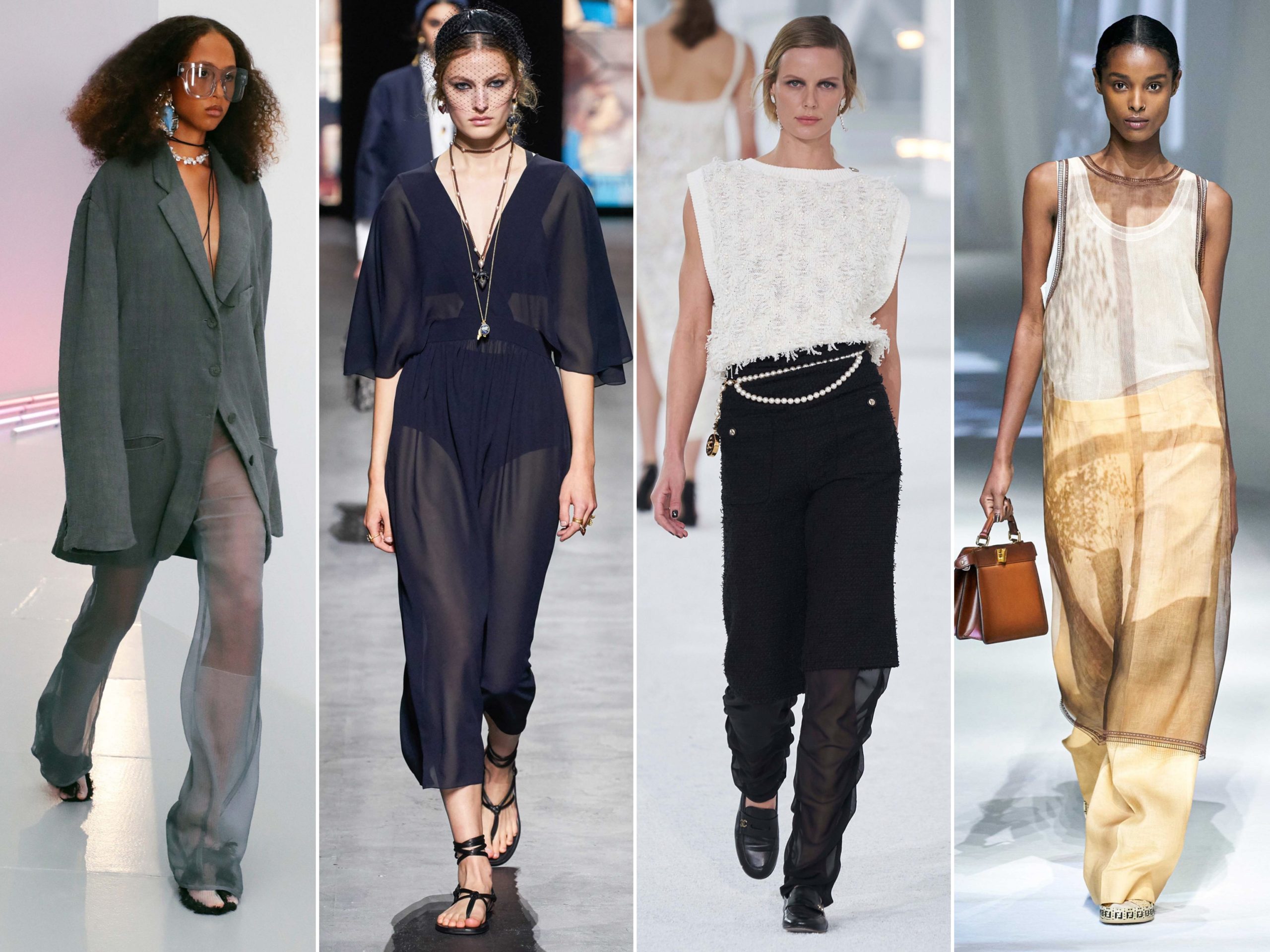 Spring Summer 2021 trends runway coverage Ready To Wear Vogue play with organza Acne Studios, Dior, Chanel, Fendi