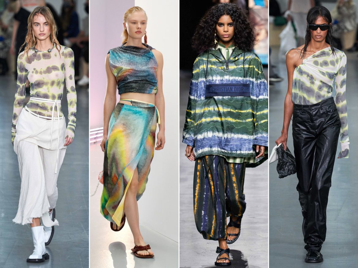 Spring Summer 2021 trends runway coverage Ready To Wear Vogue Luxe Tie Dye Sportmax, Acne Studios, Dior