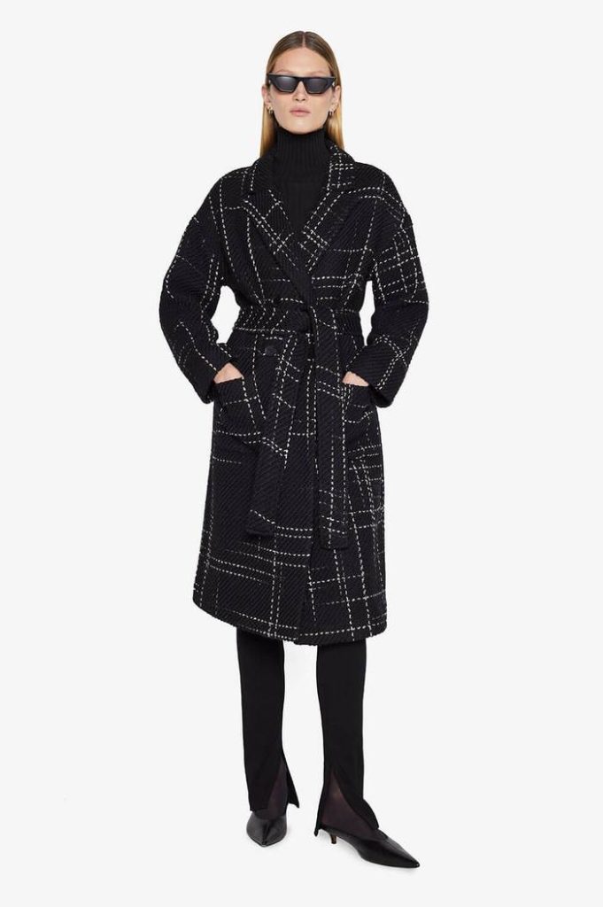Edgy style: Best 10 anine bing pieces to wear all year round. Anine Bing norma Coat black nad white tweed chanel vibes wool coat