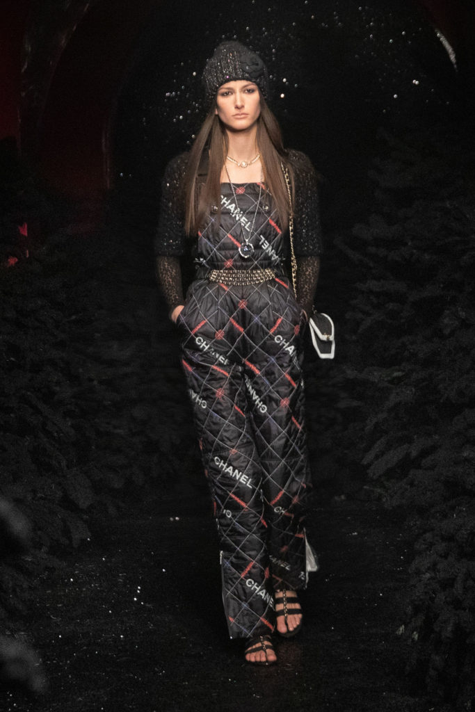 Chanel RTW Fall Winter 2021 best runway trends apres-ski quilted dungaree jumpsuit ski suit