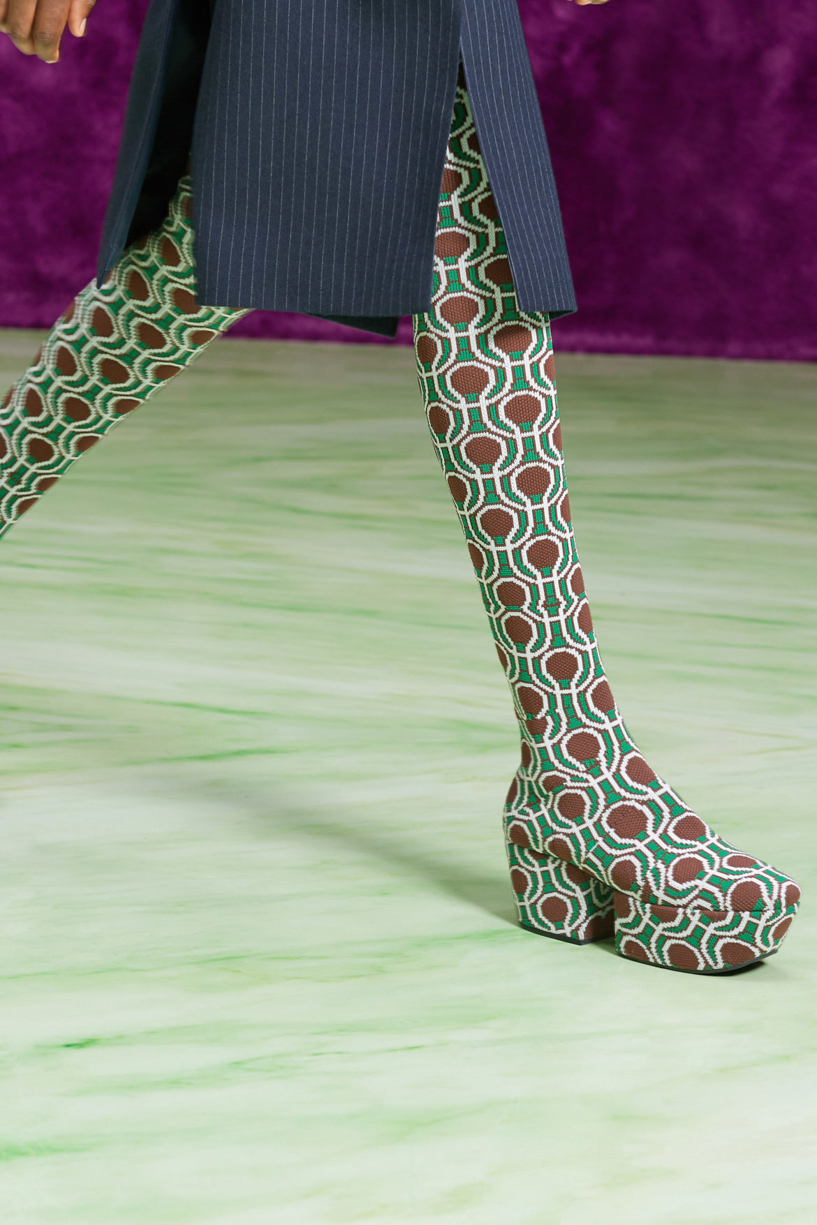 Prada graphic tights boots best details from the runway Fall Winter 2021 fashion week