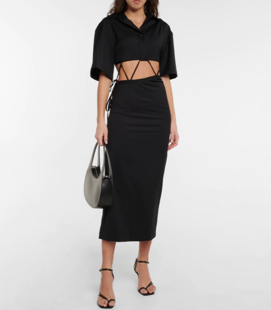 CHRISTOPHER ESBER Cutout wool midi shirt dress best little black dress for New Year's Eve 2021 #lbd #littleblackdress #newyearseve2021 #newyearseveoutfit #blackdress