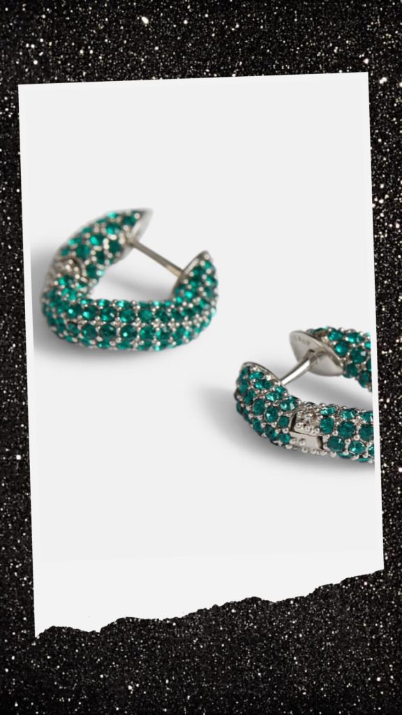 Favorite party jewelry to wear all year long: for a date night, cocktail party, office, casual. Best festive jewelry on Mytheresa.com. Emerald crystal earrings Balenciaga #glamstyle #glamourous #luxury #jewelry #holidaystyle #datenightoutfit #valentinesday #luxuryshopping #shopping