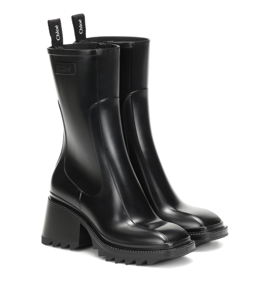 heeled rain boots Chloe betty green rubber rain boots runway rain boots