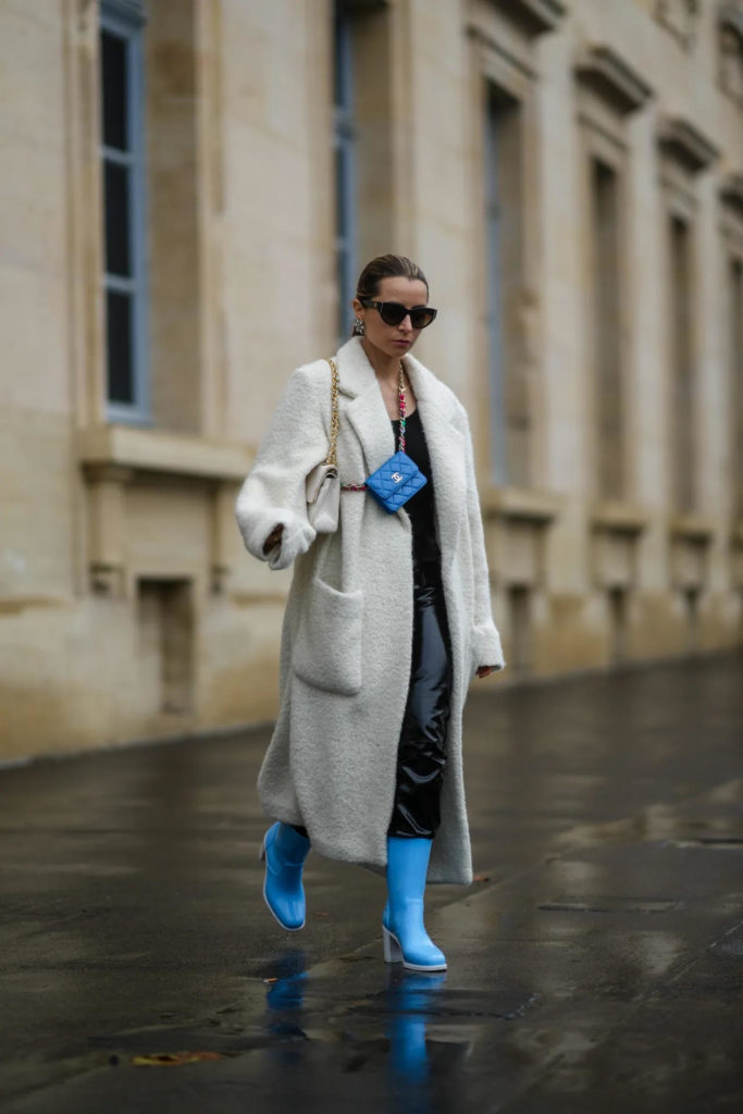 vogue italia julia comil loubirain rain boots during paris fashion week chanel photographed by Edward Berthelot