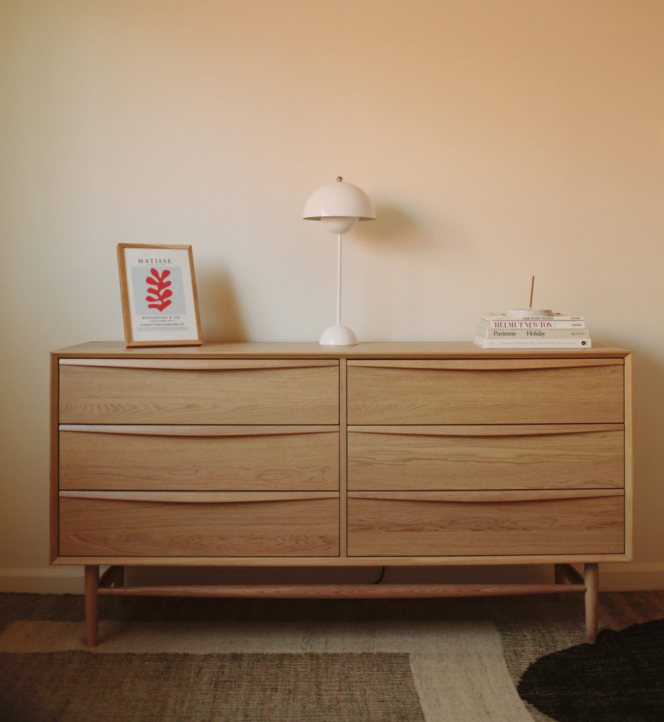 White Oak Wood Double Dresser w/ 6 Drawers, Lenia