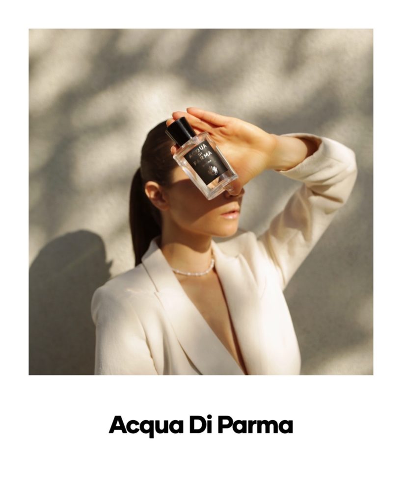 Luxury fashion and beauty influencer julia comil portfolio Acqua Di Parma