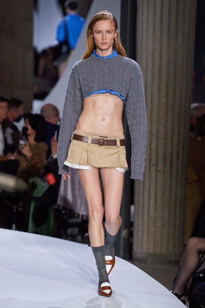 Low Rise Best Spring Summer 2022 fashion trends from the runway MiuMiu Vogue Runway micro skirt