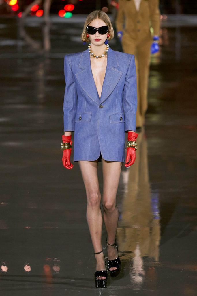 80s' fashion revival Best Spring Summer 2022 runway trends Saint Laurent Vogue Runway blazer dress paris fashion week