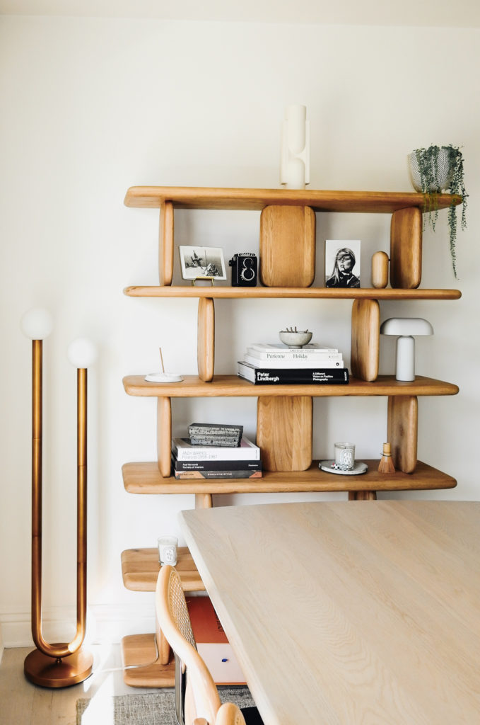 Organic shape, sculptural table, mordern dining room, minimalist oak wood table