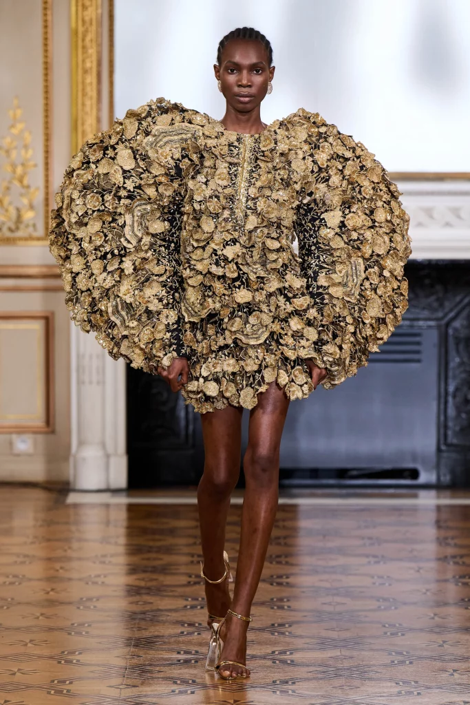 Couture runway report - best couture fall 2022 looks - Vogue Runway Fall 2022 - rahul-mishra maximalist gold leaf
