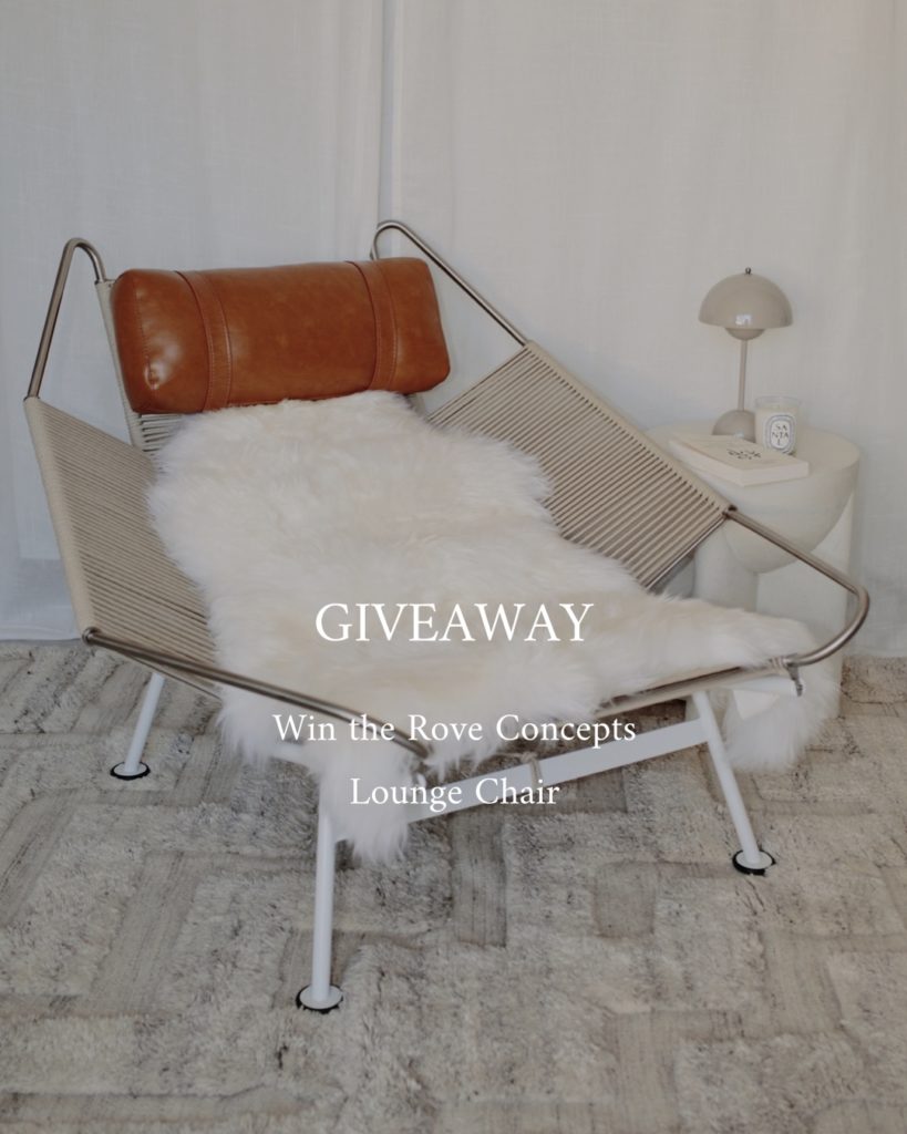 Win the Flag Halyard Chair by Rove Concepts Instagram GiveAway with Julia Comil. Flag Halyard Lounge Chair in Trento Morocco: caramel brown white