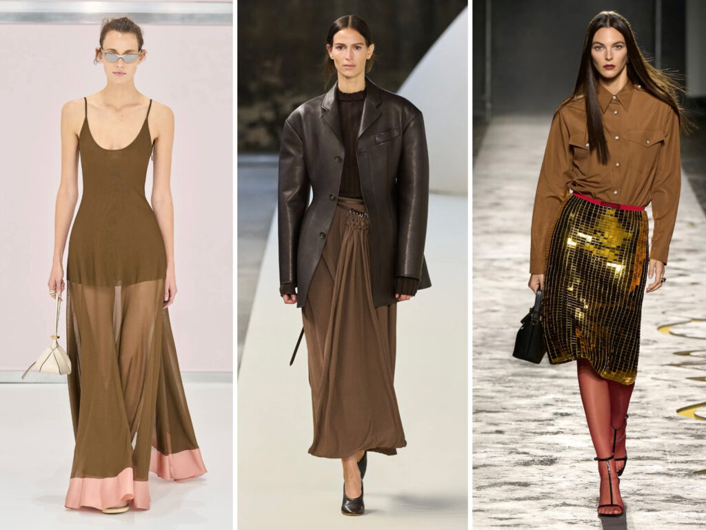 Best Fashion colors of Spring 2025 Mocha Fendi, Tod's, Versace