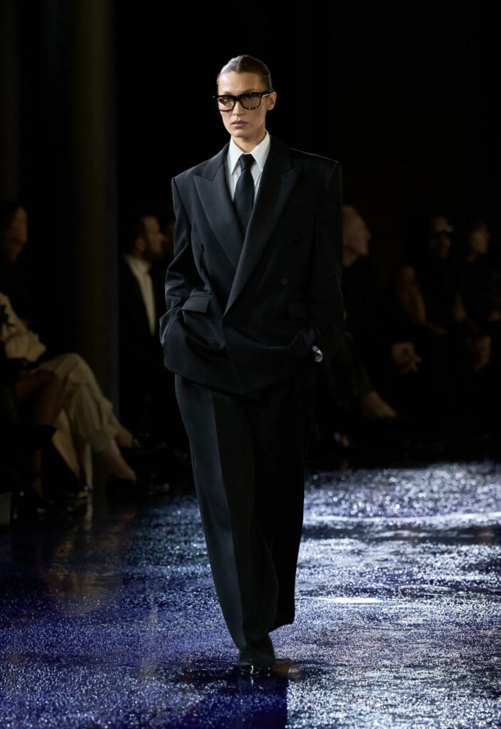 Best SS2025 Runway Trends as per the runway Spring Summer 2025 Power suit and tie Saint Laurent