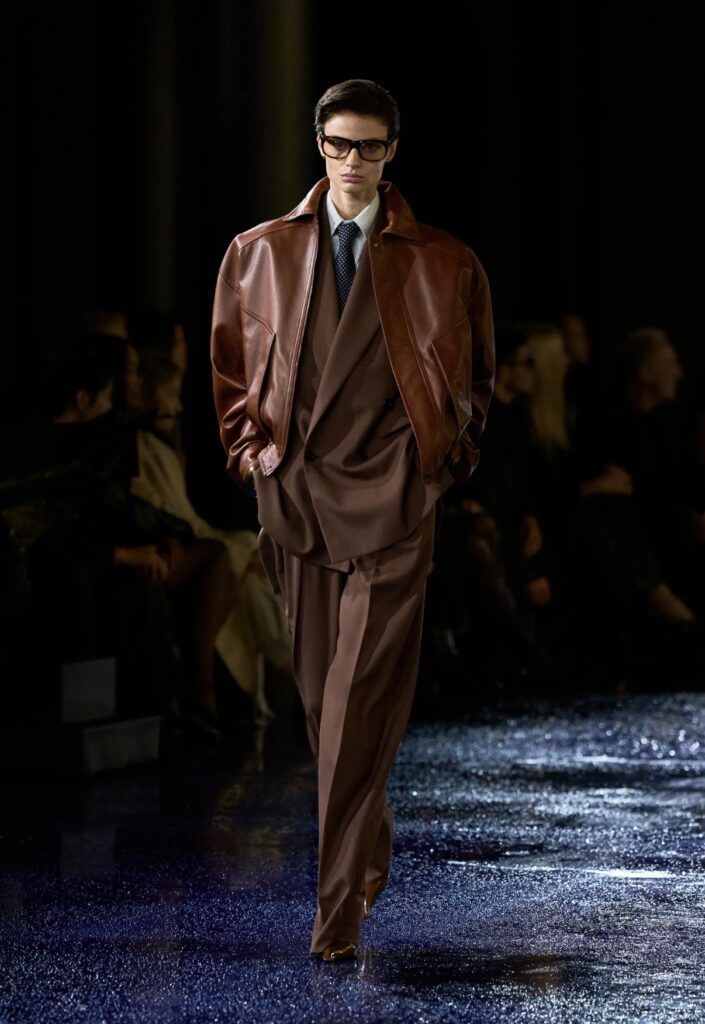 Best SS2025 Runway Trends as per the runway Spring Summer 2025 Power suit and tie Saint Laurent