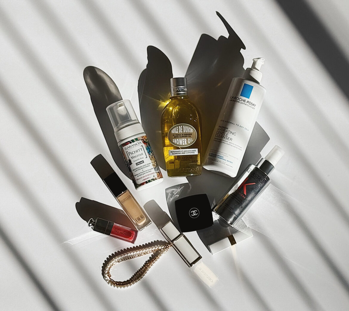 The Art of French beauty: favorite French skincare pharmacy and French luxury products chanel julia comil fashion influencer L'Occitane, La Roche Posay, Caudalie, Chanel, Dior, Kerastase