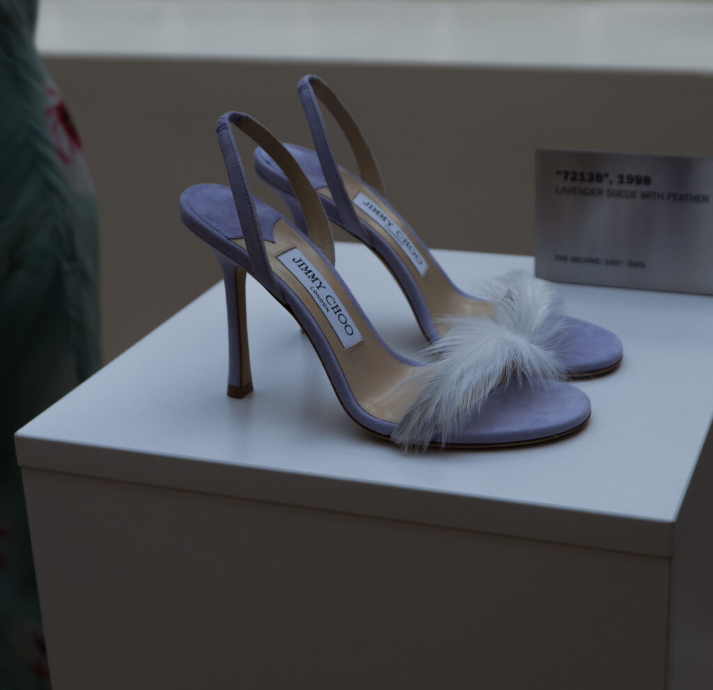 jimmy choo carrie I lost my choo purple sandals white feather