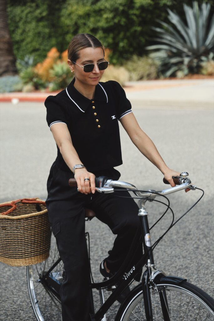 bike ride outfit - bike review celine polo shirt