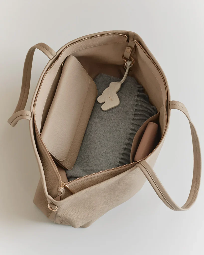 chic leather zipped tote for women quiet luxury