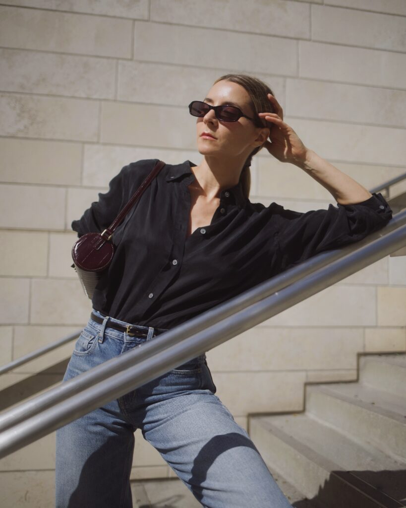 fashion editorial jcrew denim and shirt julia comil